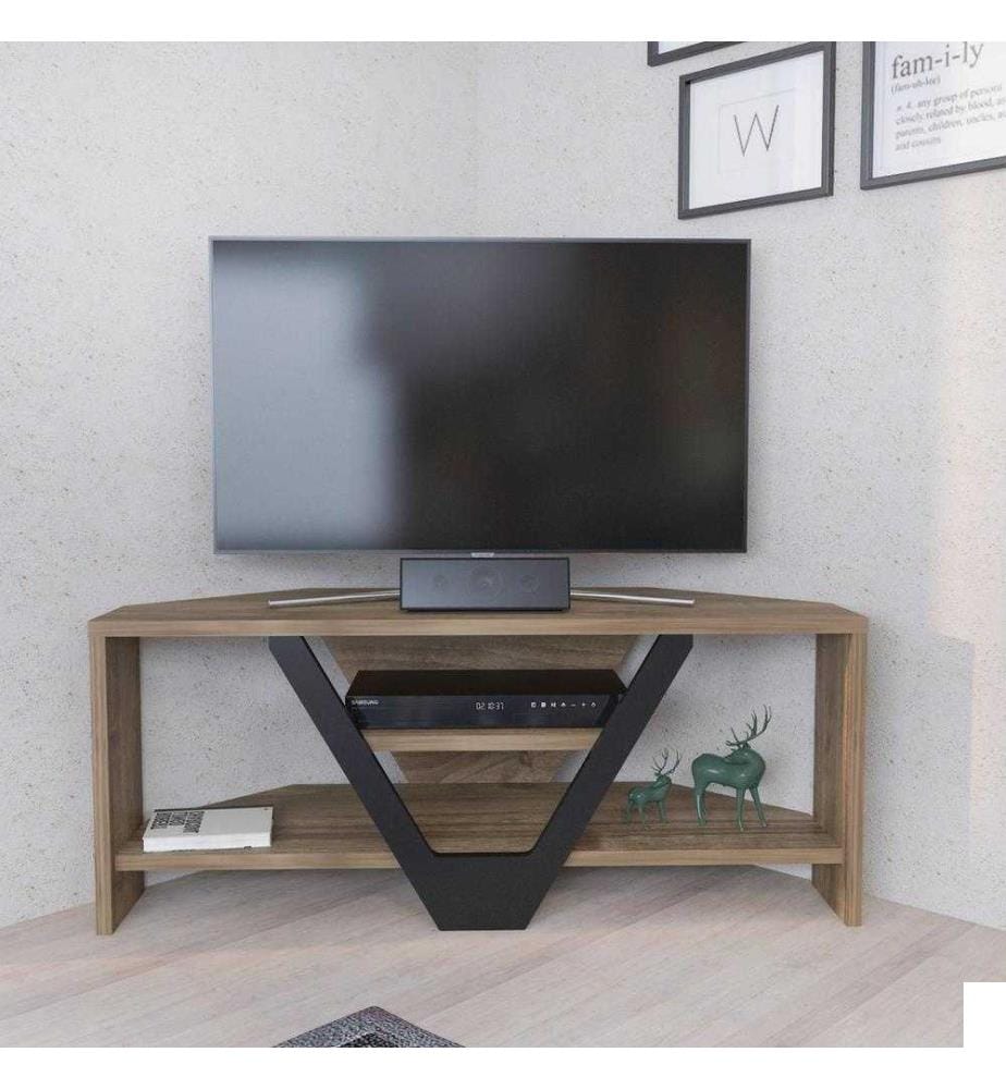 Élément TV, noyer, noir, panneau de particules mélaminé
