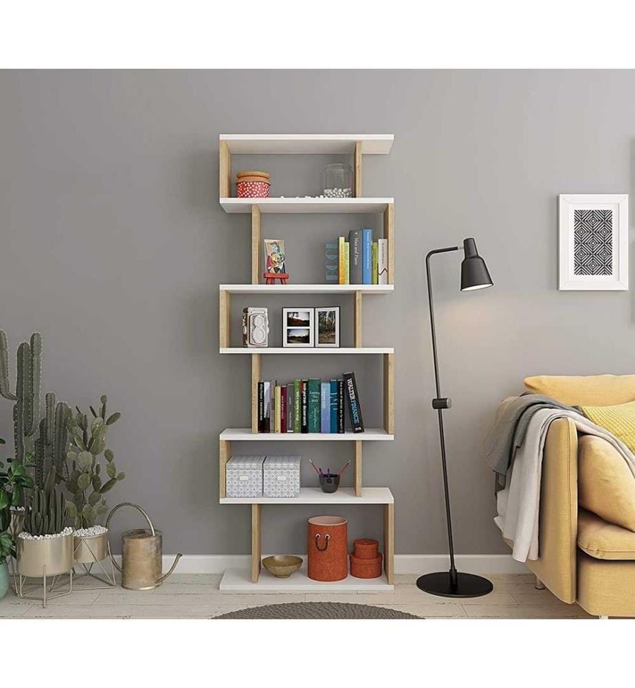 Bibliothèque, blanc, chêne, panneau de particules mélaminé