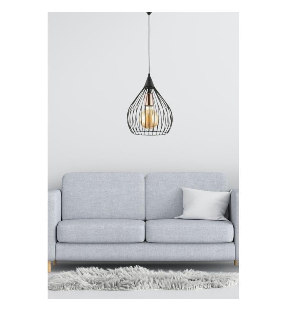 Lustre, noir, CORPS EN MÉTAL, capuchon en métal
