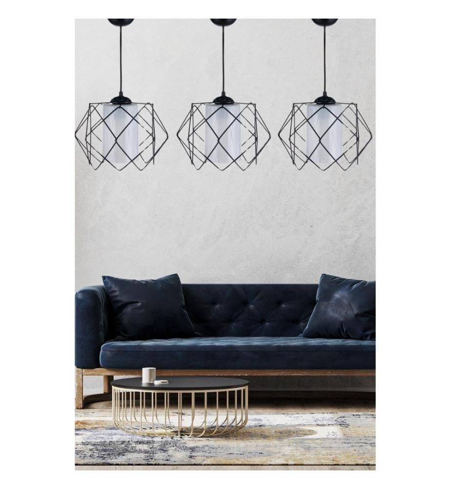 Lustre, noir, CORPS EN MÉTAL, capuchon en métal