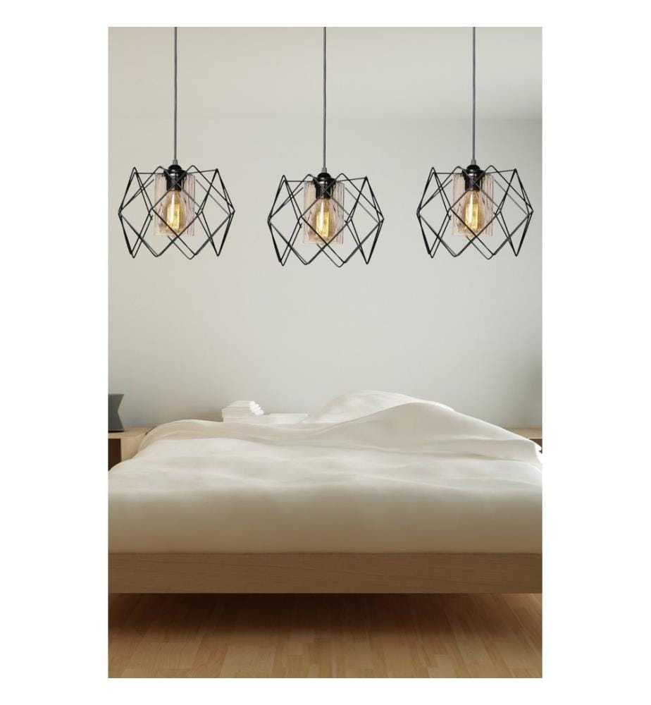 Lustre, noir, CORPS EN MÉTAL, capuchon en métal
