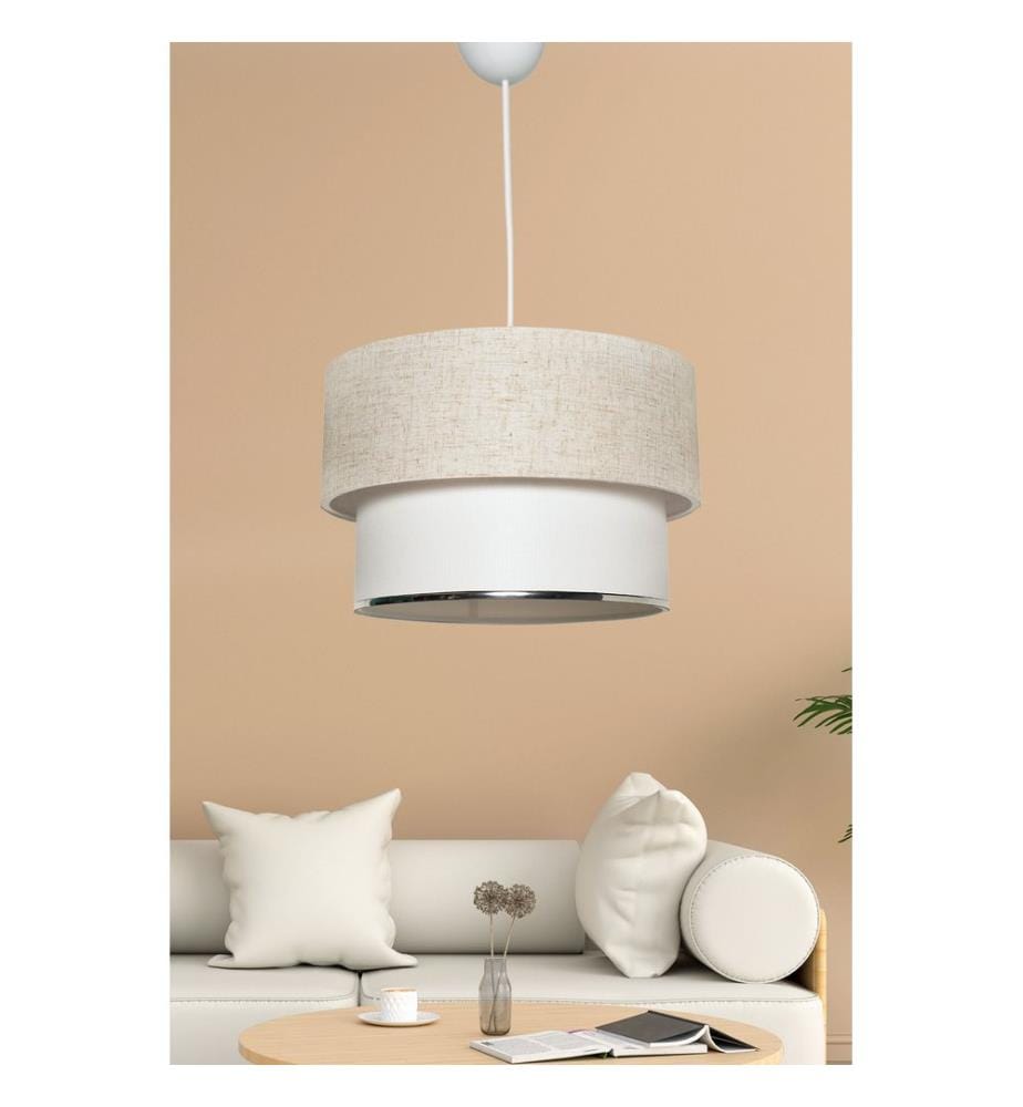 Lustre, crème, blanc, CORPS EN PLASTIQUE, capuchon en tissu