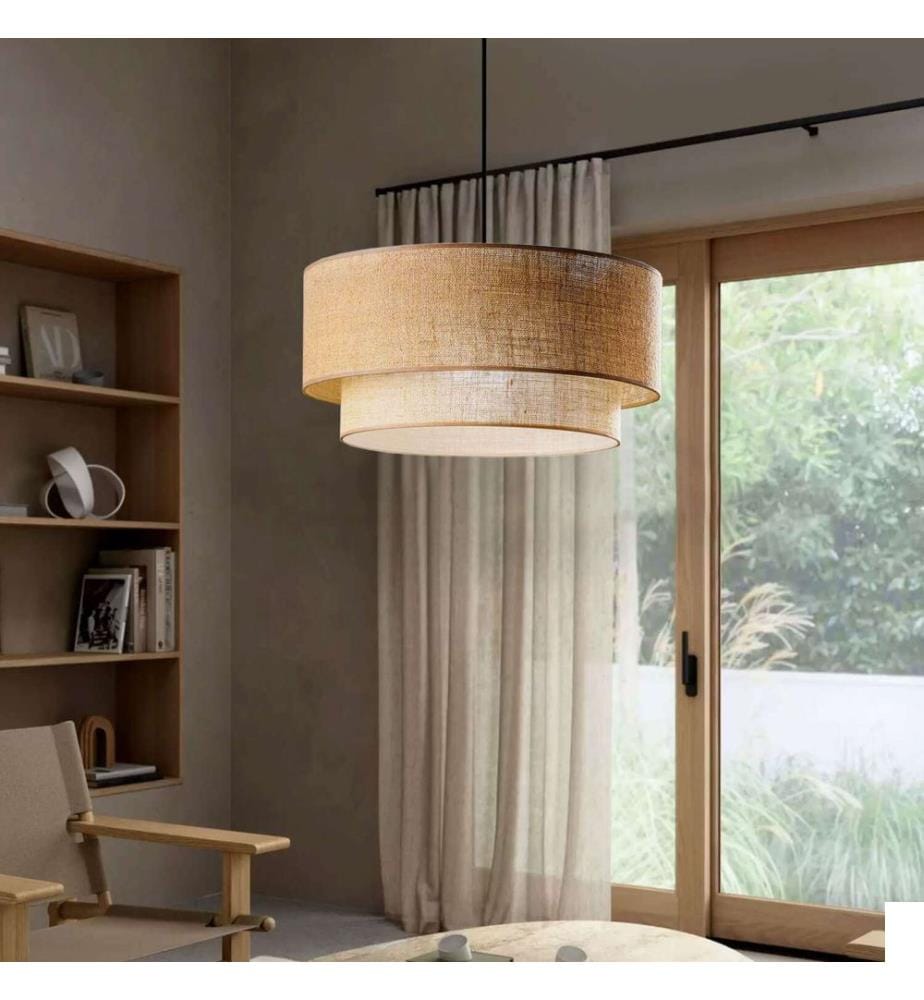 Lustre, beige, CORPS EN MÉTAL, capuchon en PVC