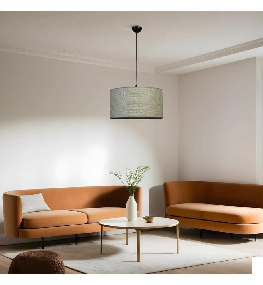 Lustre, gris, noir, CORPS EN MÉTAL, capuchon en bambou