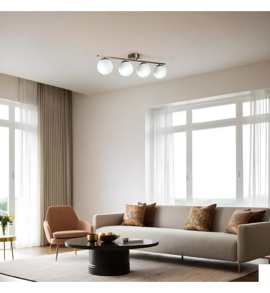 Lustre, chrome mat, blanc, corps en métal, abat-jour en verre