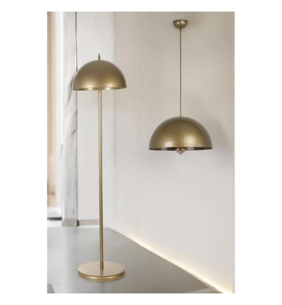 Ensemble lustre et lampe sur pied, aspect vieilli, CORPS EN MÉTAL, CAPUCHON EN MÉTAL