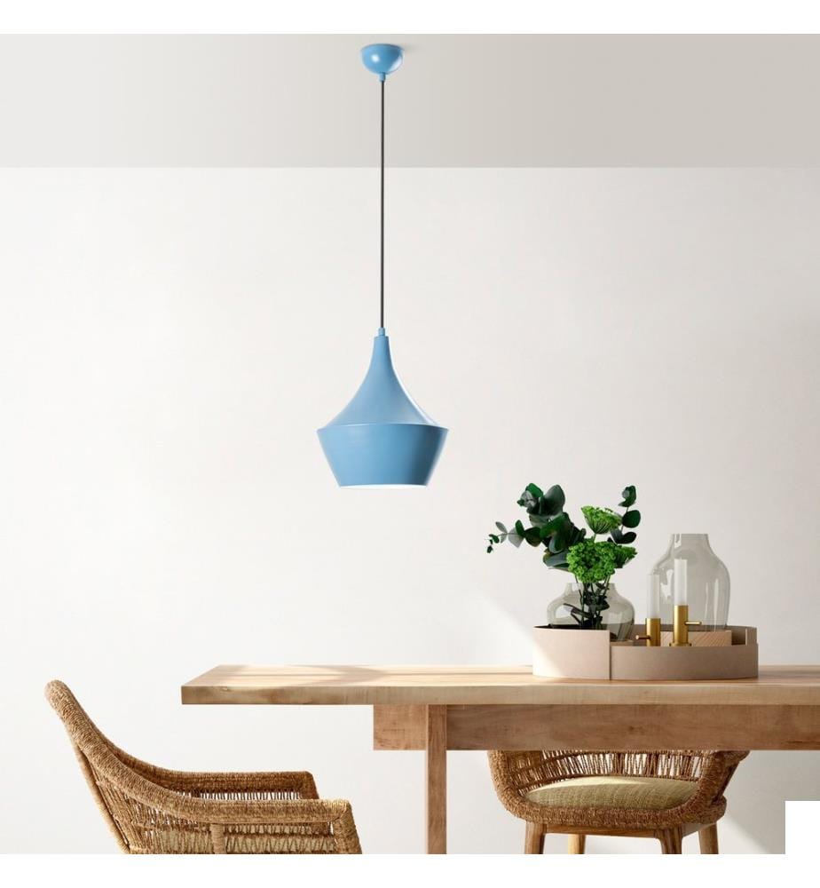 Lustre, bleu clair, CORPS EN MÉTAL