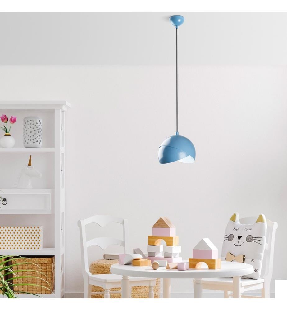 Lustre, bleu clair, CORPS EN MÉTAL