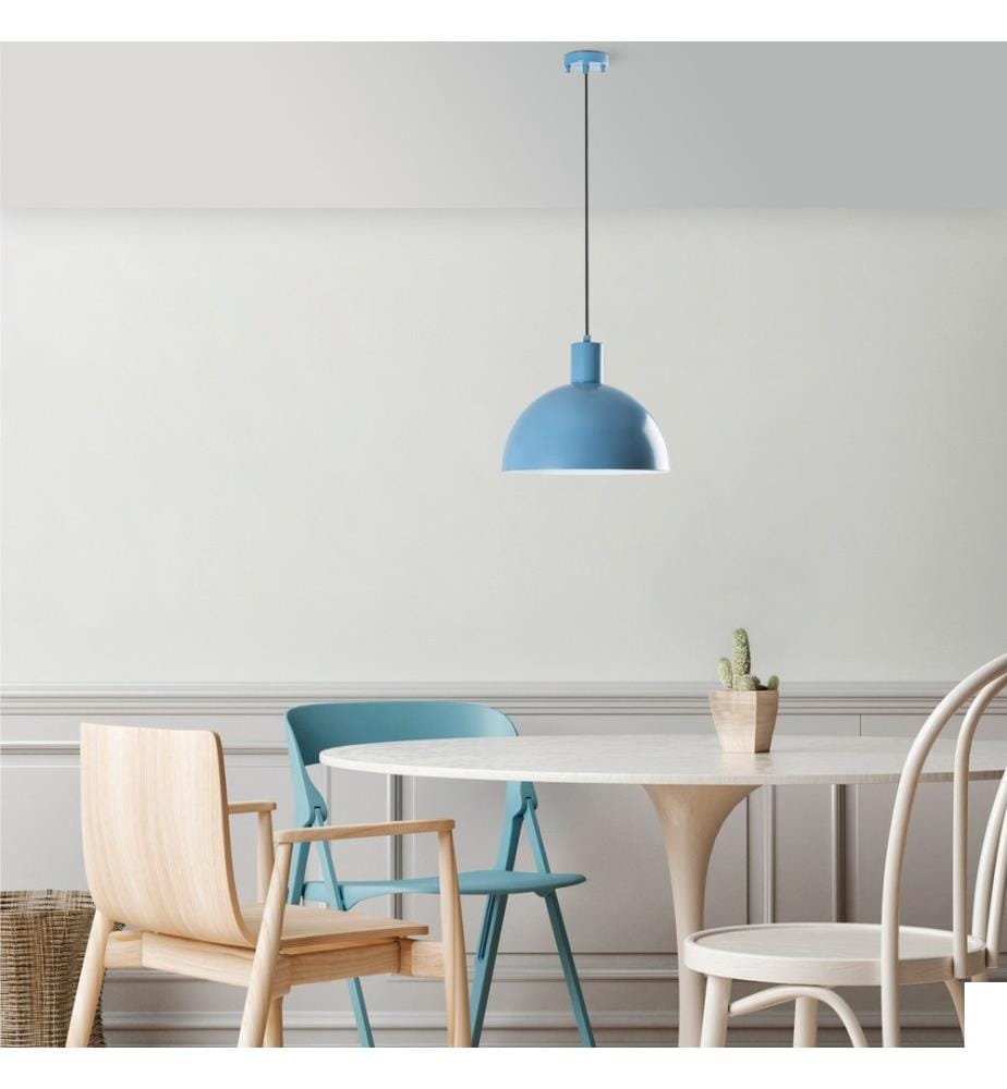 Lustre, bleu clair, CORPS EN MÉTAL