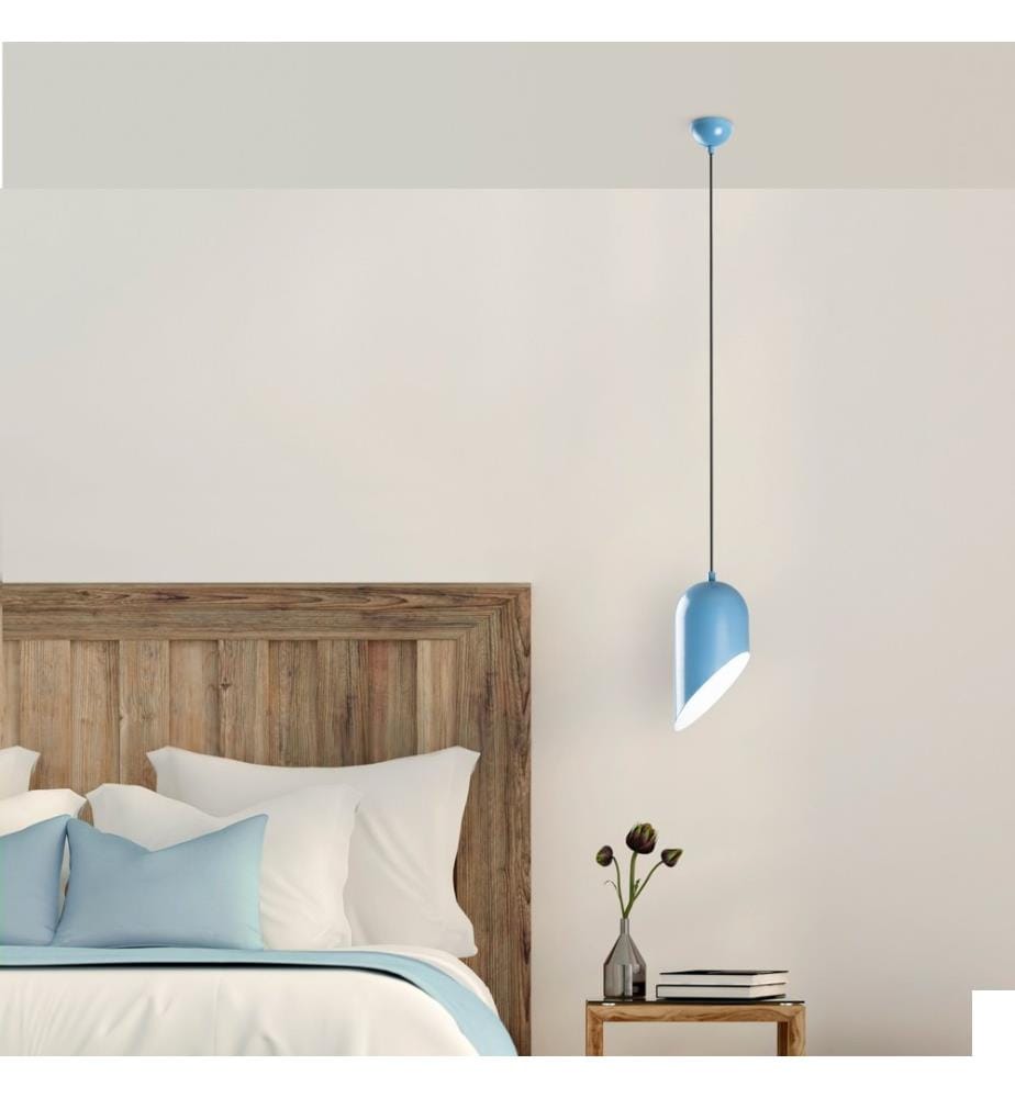 Lustre, bleu clair, CORPS EN MÉTAL