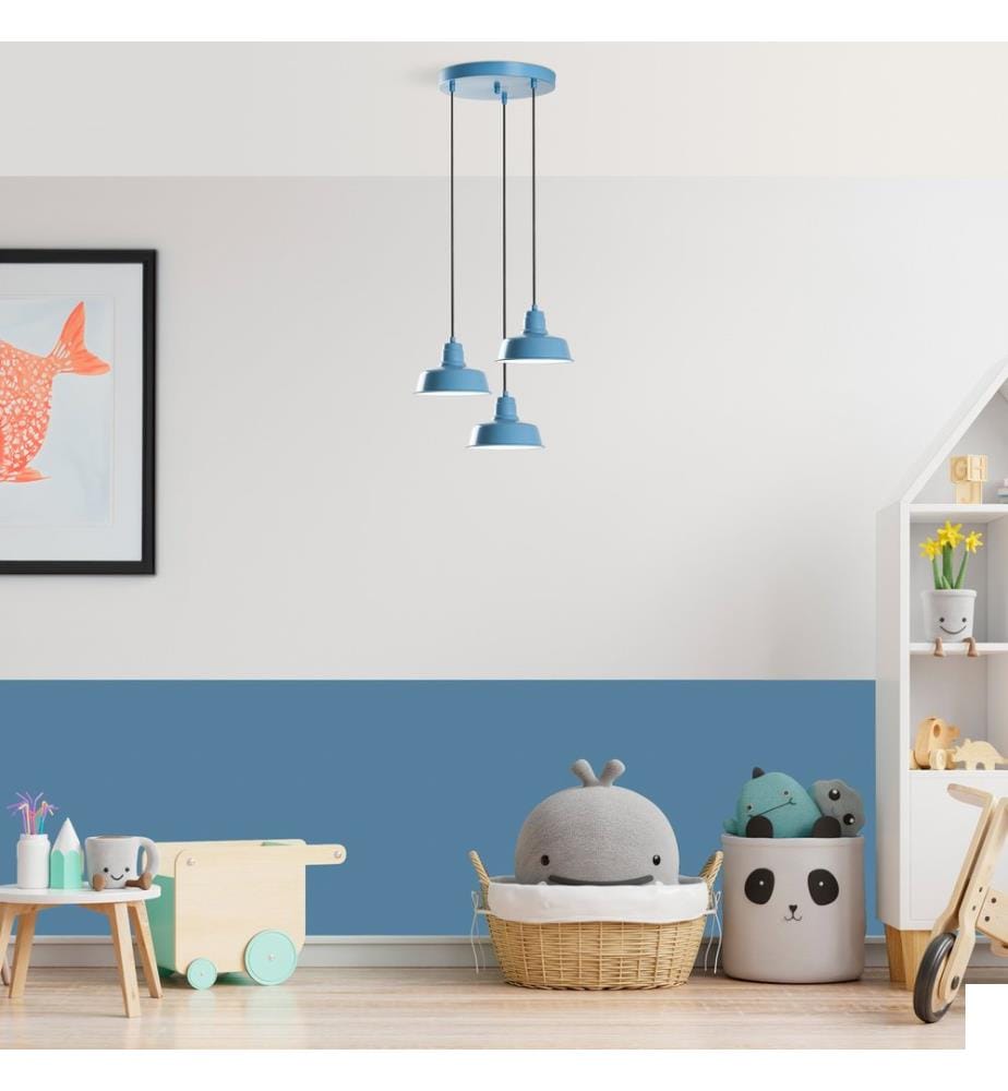 Lustre, bleu clair, CORPS EN MÉTAL