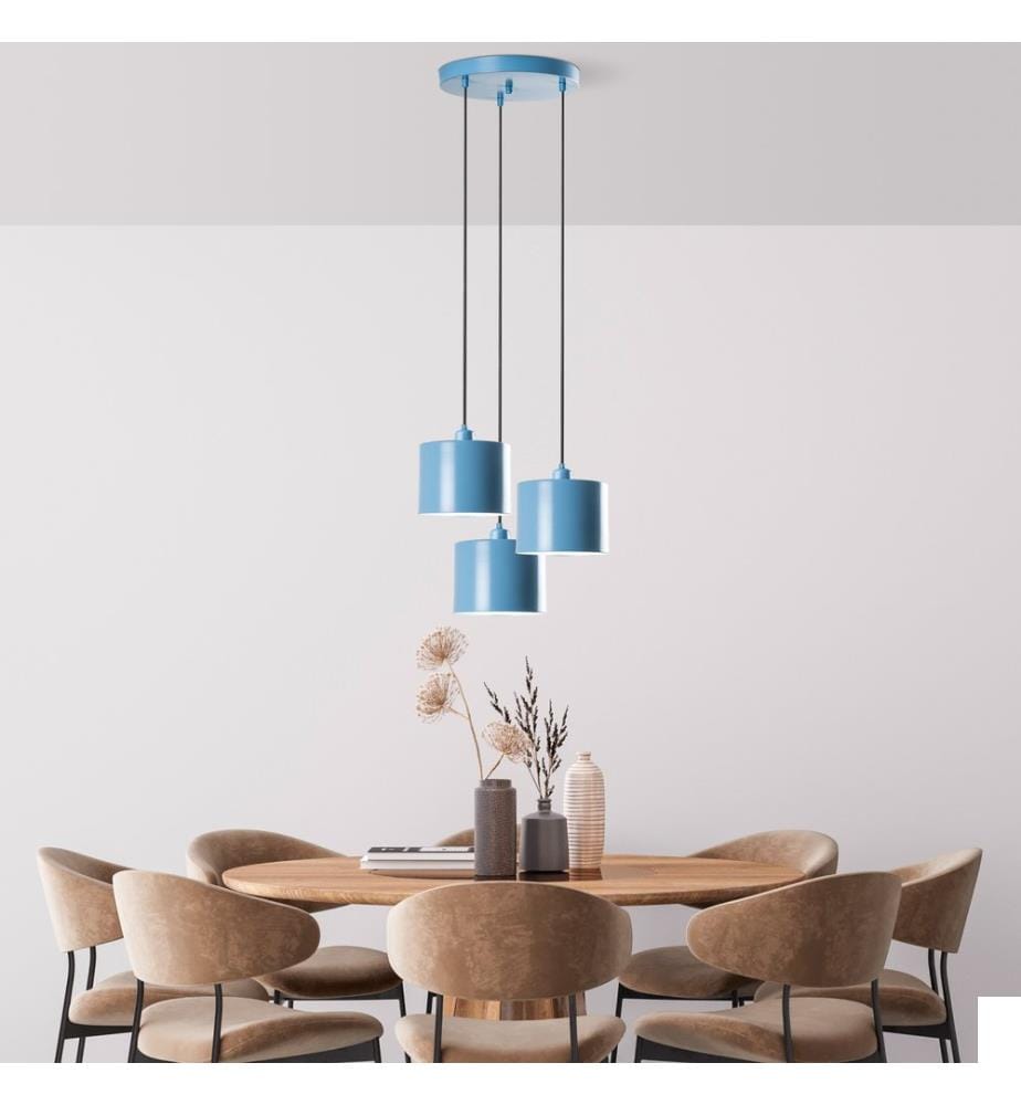 Lustre, bleu clair, CORPS EN MÉTAL