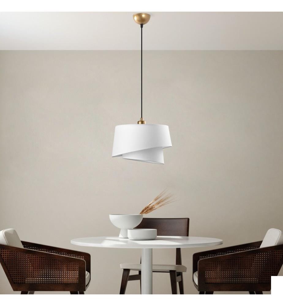 Lustre, blanc, CORPS EN MÉTAL, abat-jour en tissu