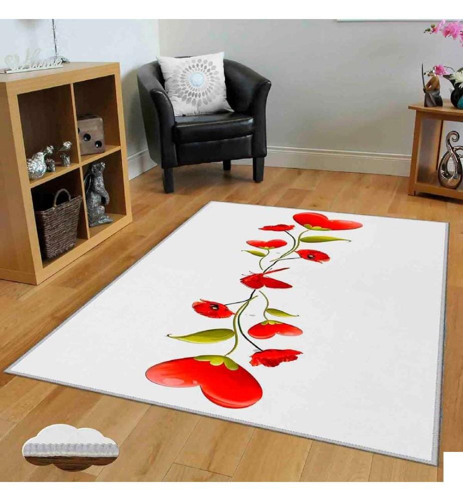 Tapis, rouge, vert, blanc, 100% polyester, 160 x 230 cm