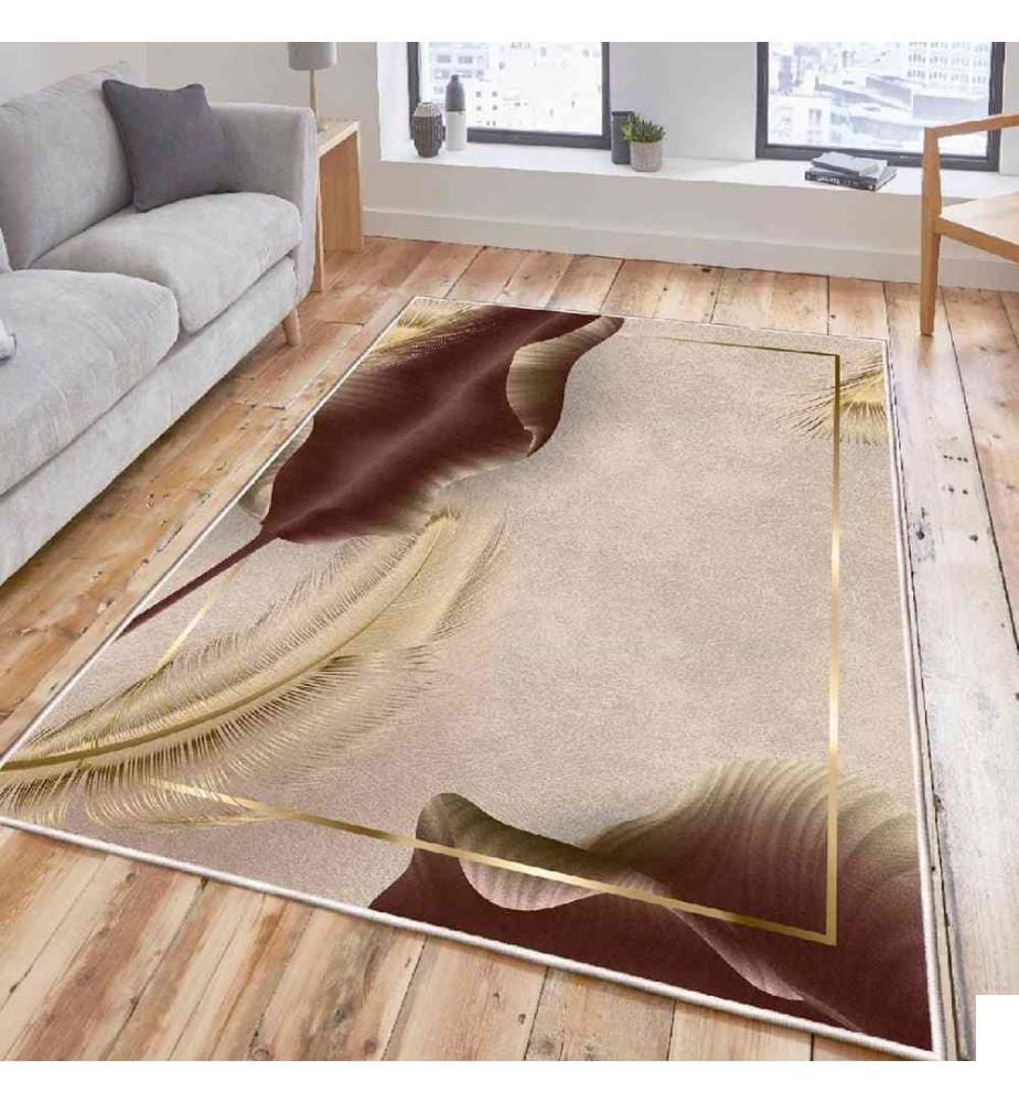 Tapis, beige, or, brun, 100% coton, 80 x 120 cm
