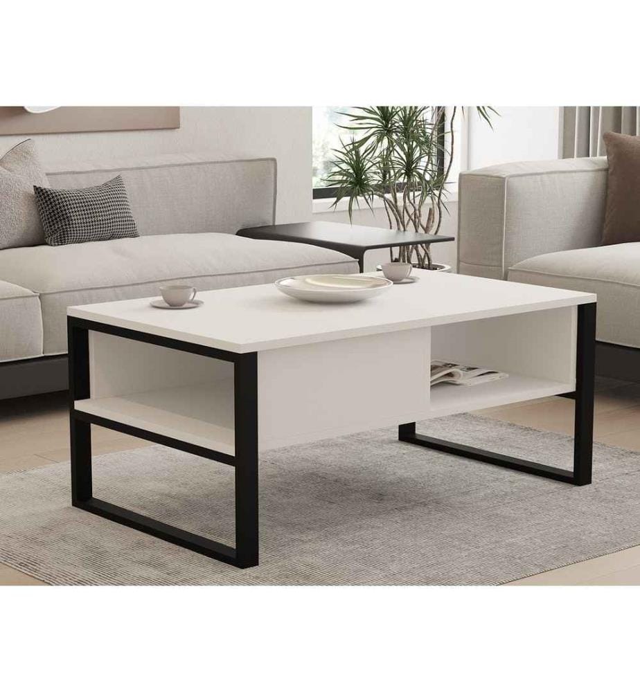 Table basse, blanc, panneau de particules mélaminé