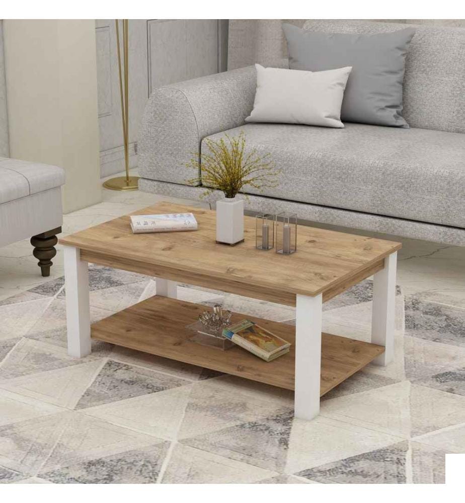 Table basse, noyer blanc, panneau de particules mélaminé