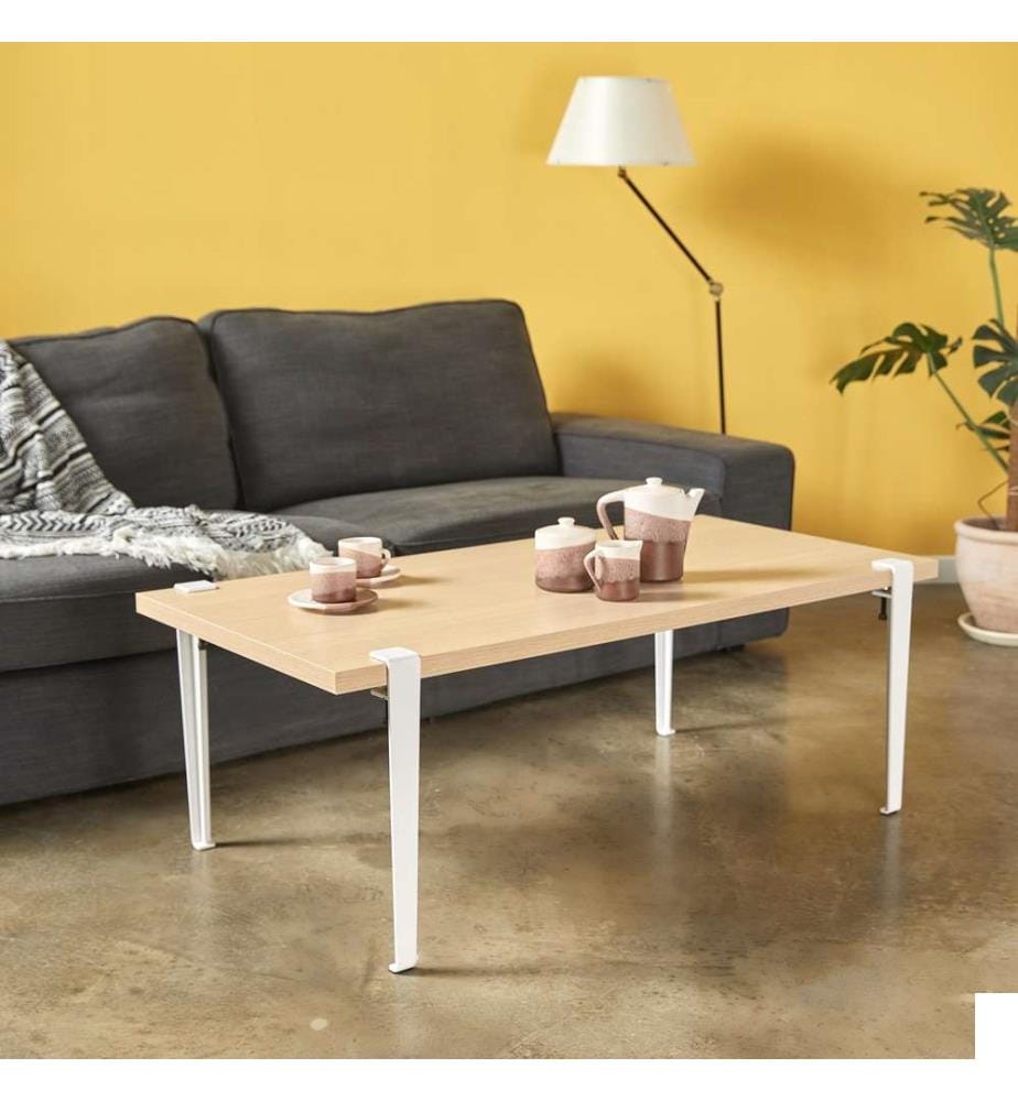 Table basse, bois blanc, panneau de particules mélaminé