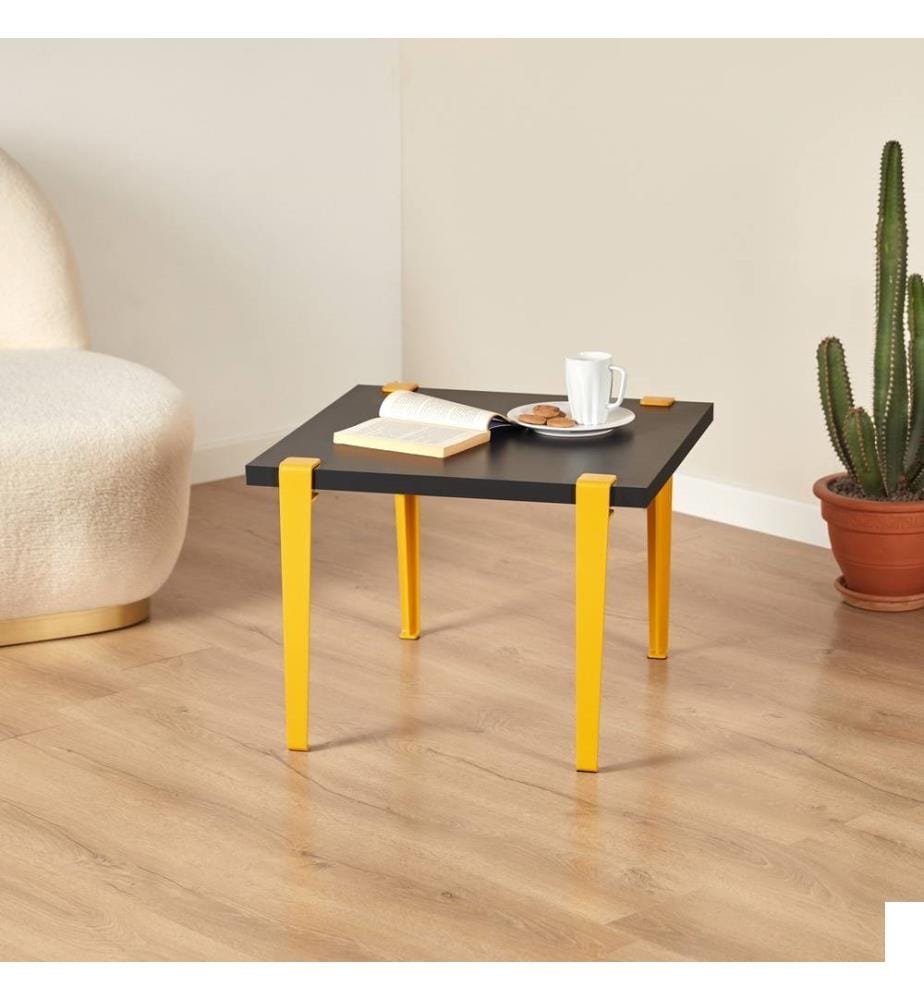 Table basse, jaune anthracite, panneau de particules mélaminé