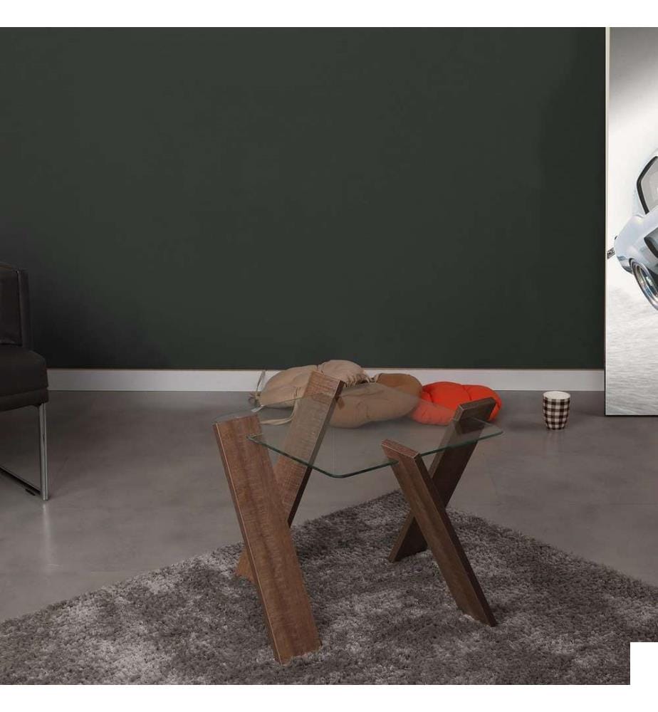 Table basse, chêne foncé, panneau de particules mélaminé