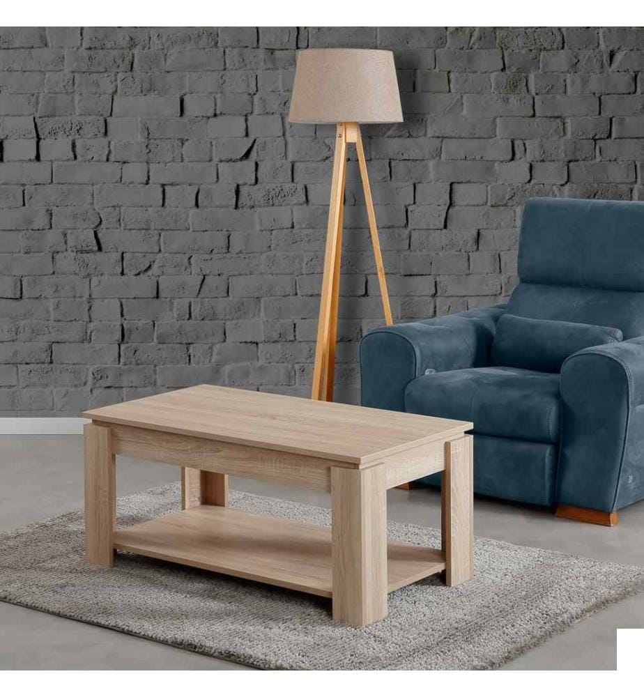 Table basse, chêne clair, panneau de particules mélaminé