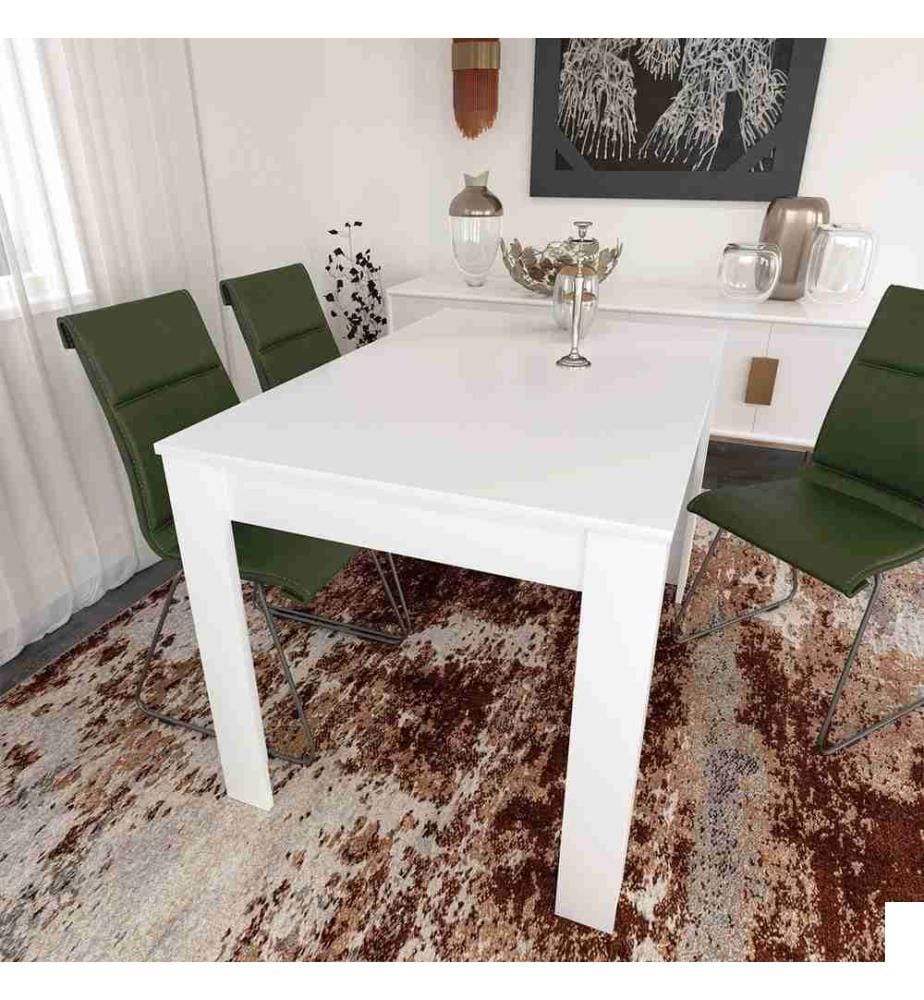 Table de salle à manger, blanc, panneau de particules mélaminé