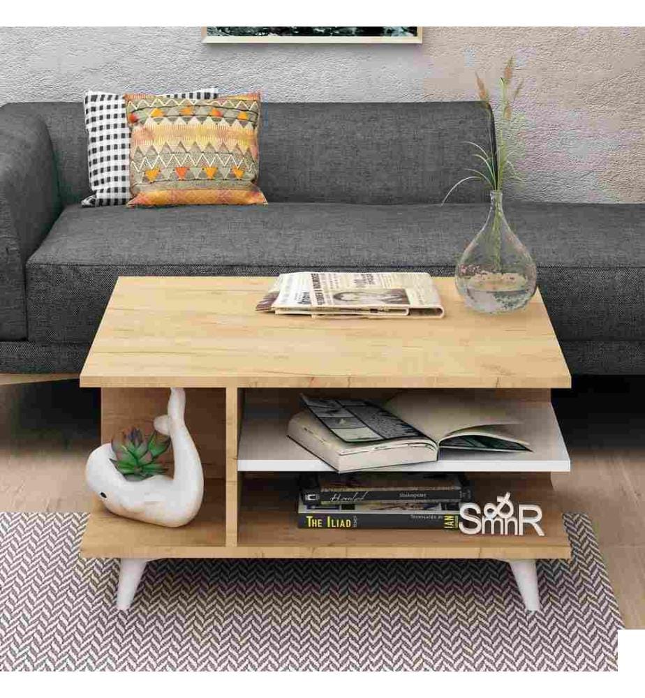 Table basse, chêne blanc, panneau de particules mélaminé