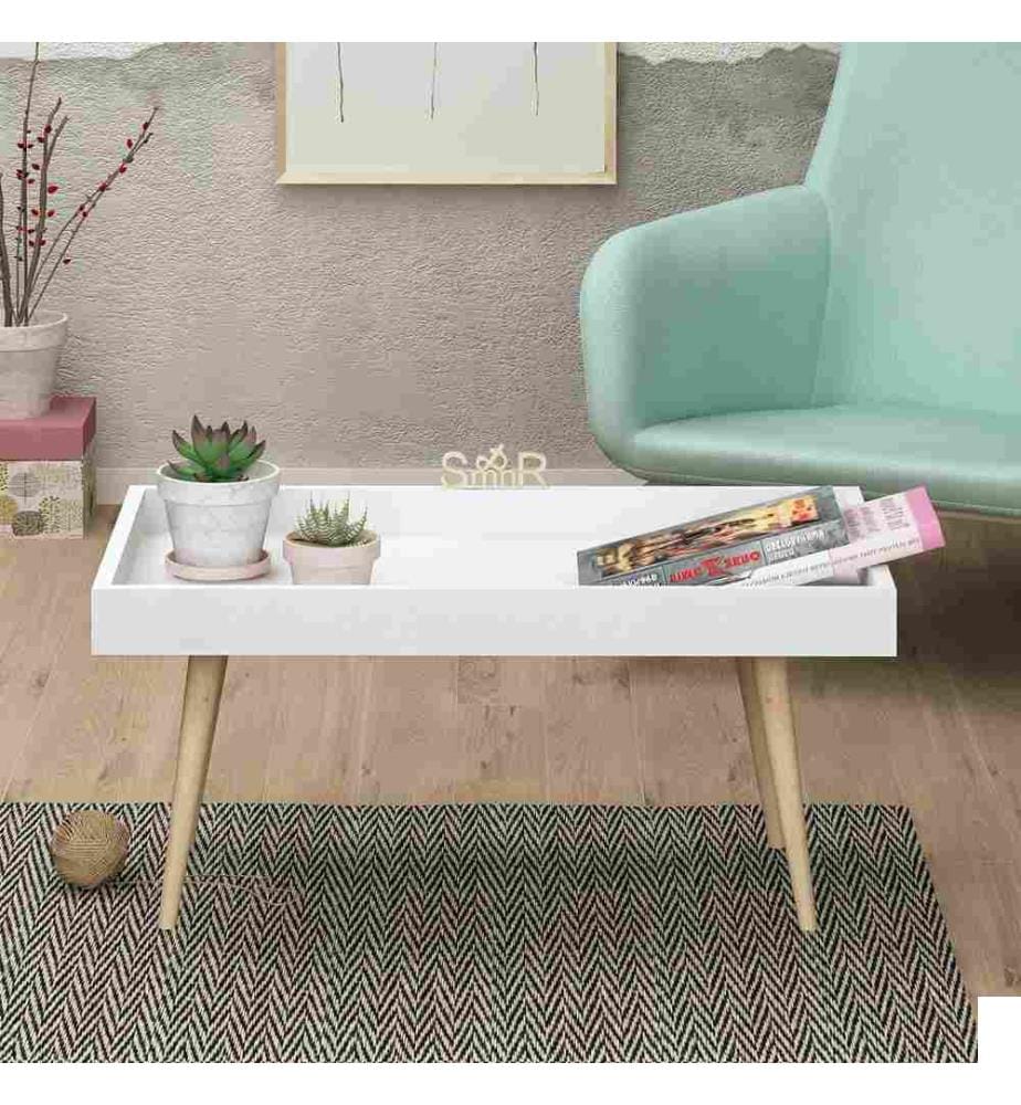 Table basse, blanc, panneau de particules mélaminé