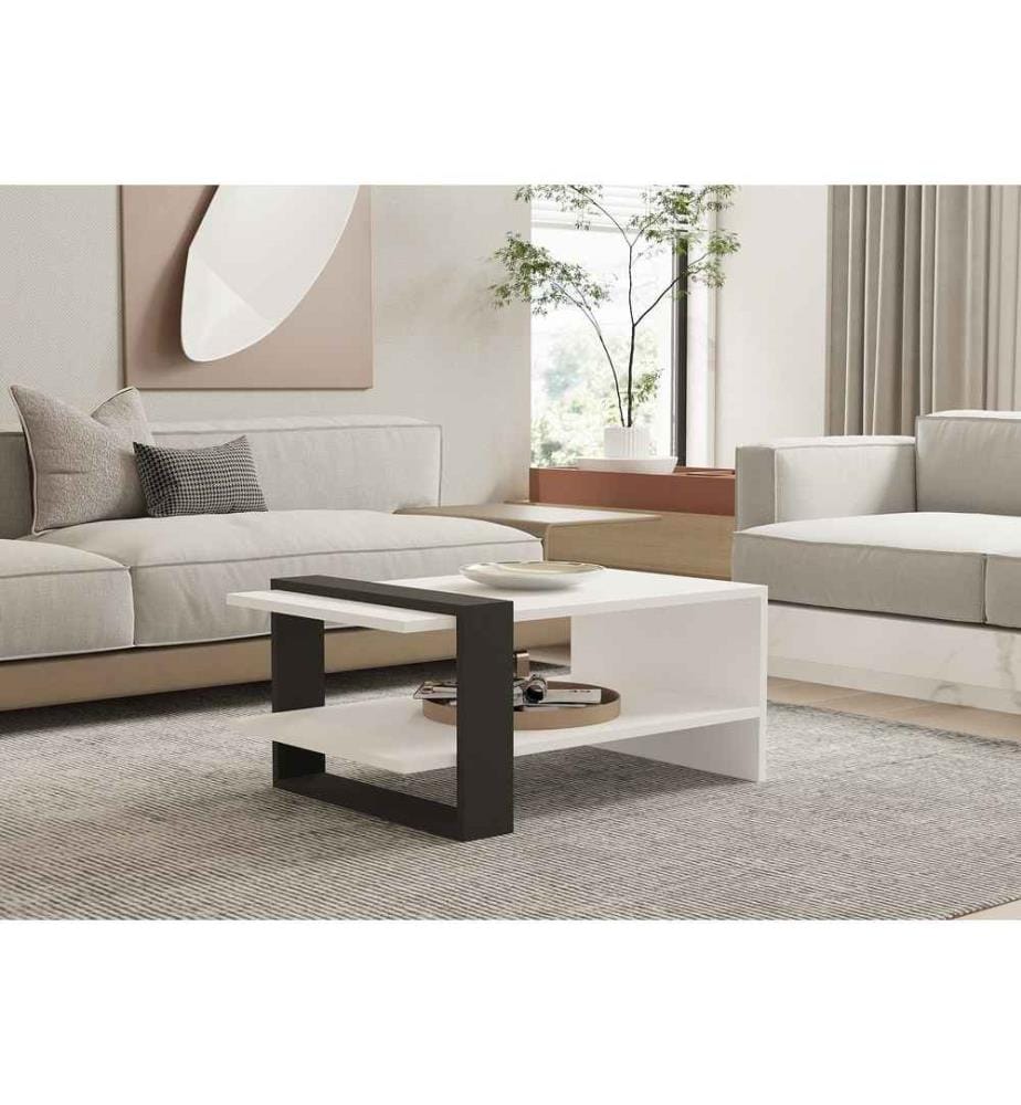 Table basse, blanc anthracite, panneau de particules mélaminé