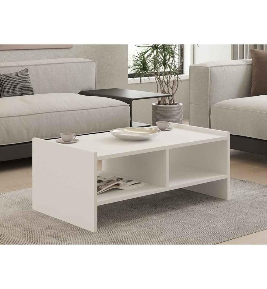 Table basse, blanc, panneau de particules mélaminé