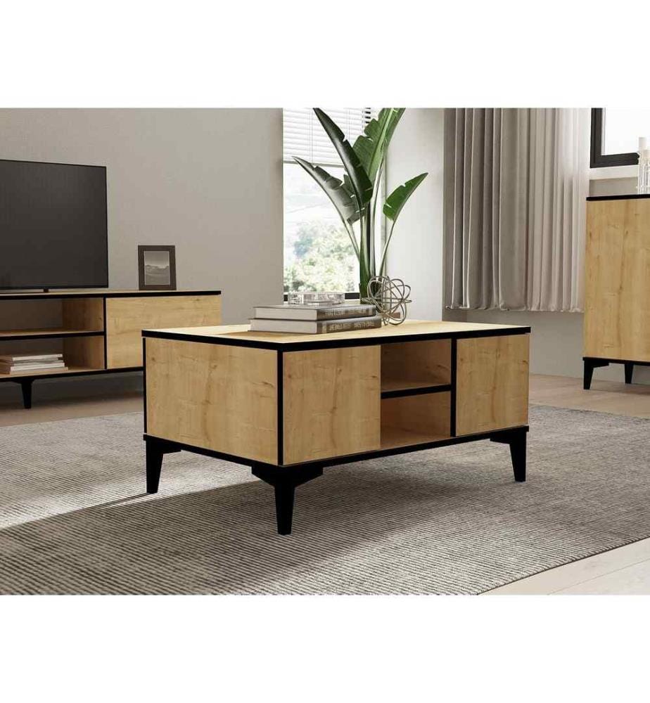 Table basse, Saphir, Chêne, Noir, Panneau de particules mélaminé