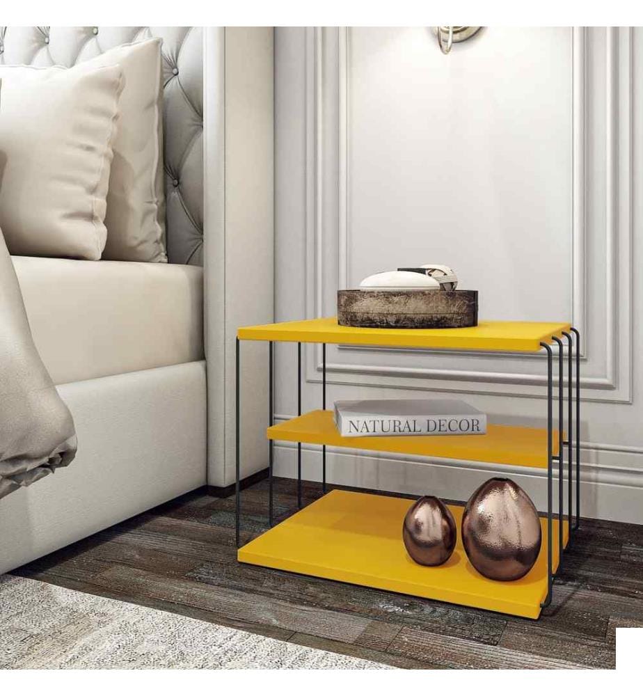 Table d'appoint, Yellow Black, panneau de particules mélaminé