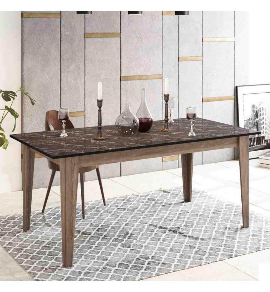 Table de salle à manger, noyer noir, panneau de particules mélaminé