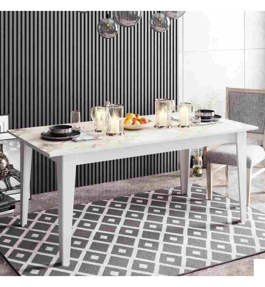 Table de salle à manger, blanc, panneau de particules mélaminé