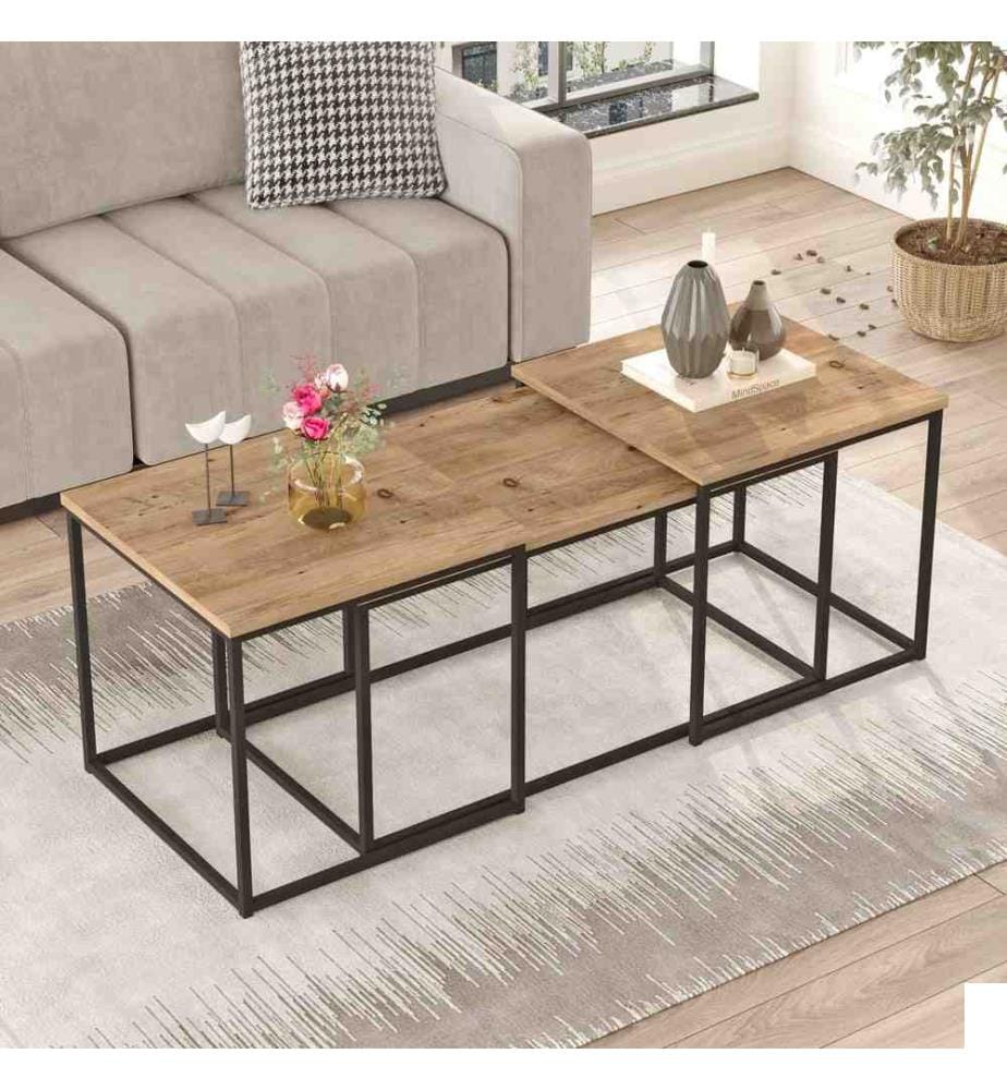 Table basse, pin atlantique, panneau de particules mélaminé