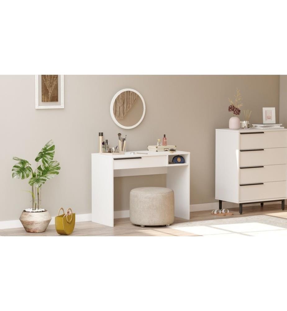 Table de maquillage, blanc, panneau de particules mélaminé