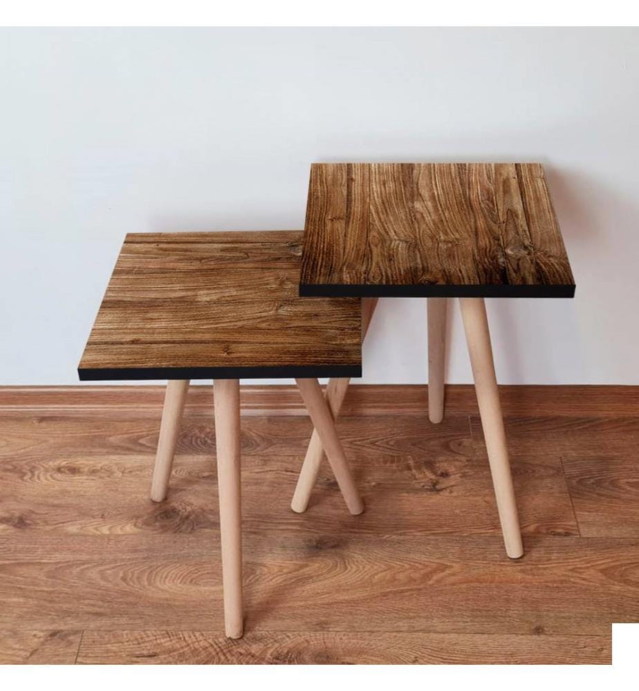 Table gigogne , 2 pièces, Marron, 100% MDF