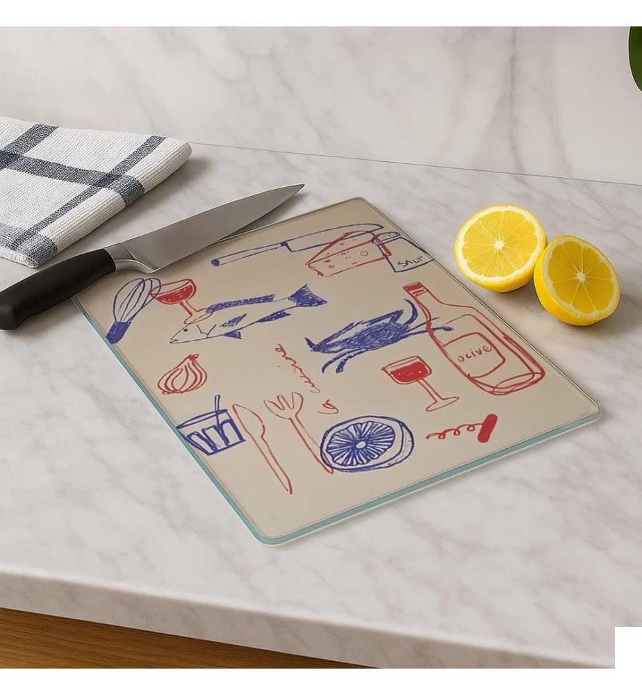 Planche à découper, multicolore, 100 % VERRE TEMPÉRÉ (épaisseur : 4 mm)