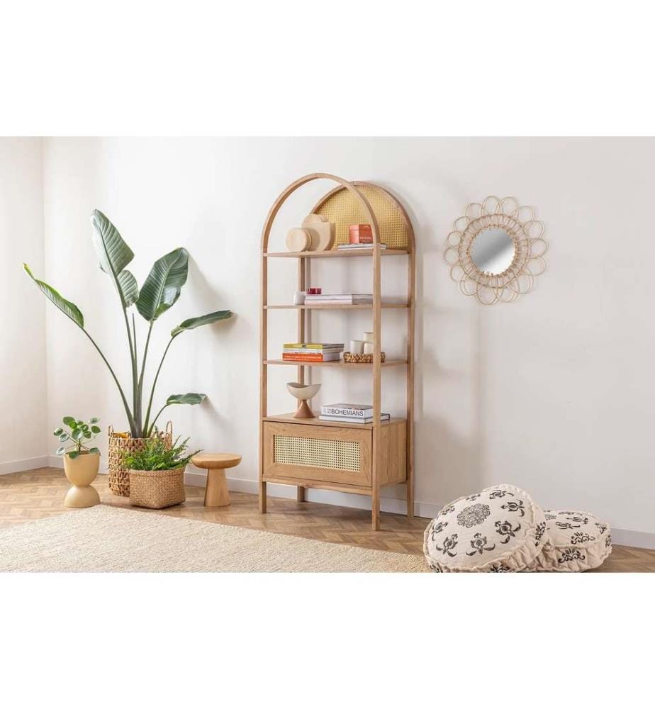 Bibliothèque, Naturel, Panneau de particules mélaminé, Pieds en bois