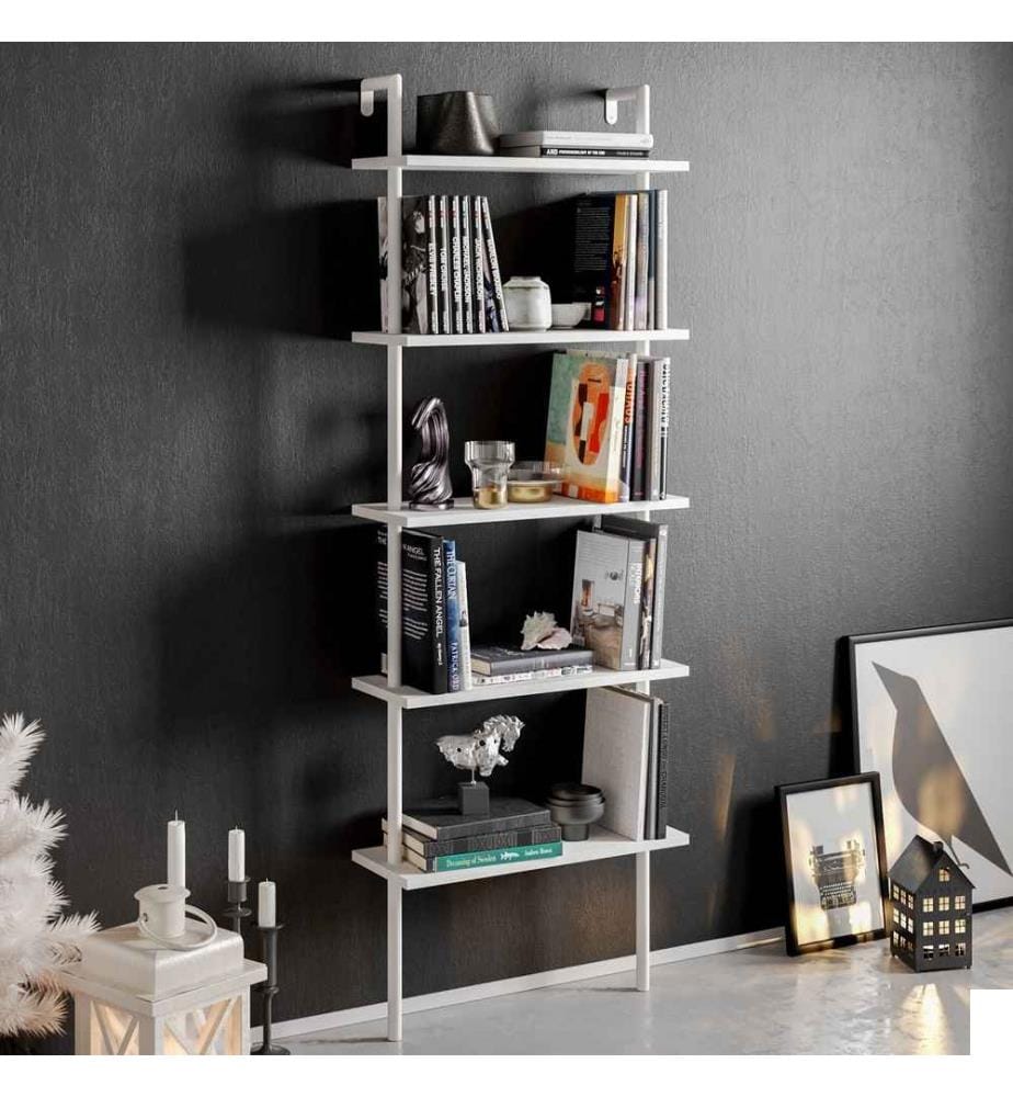 Bibliothèque, blanc, panneau de particules mélaminé