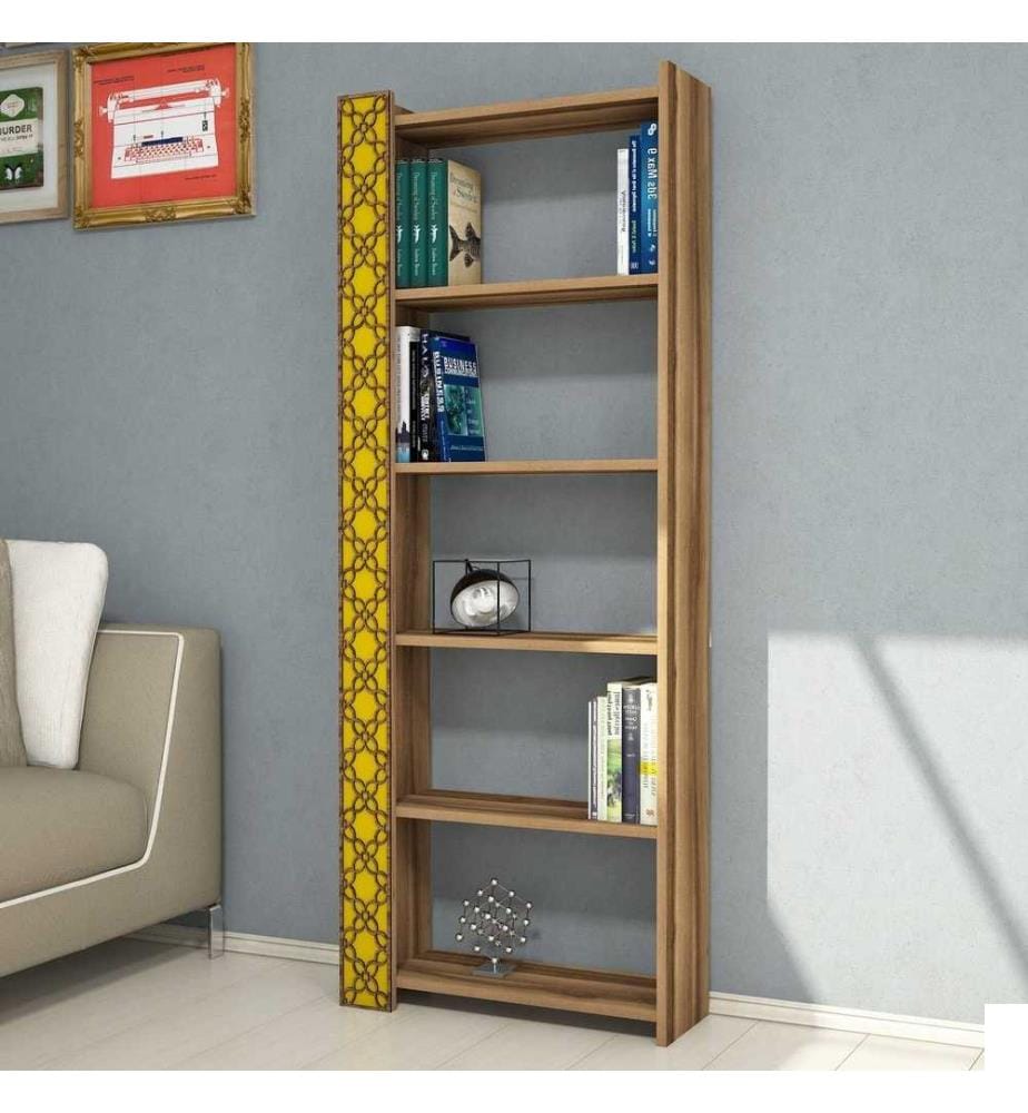 Bibliothèque, Noyer jaune, Panneau de particules mélaminé