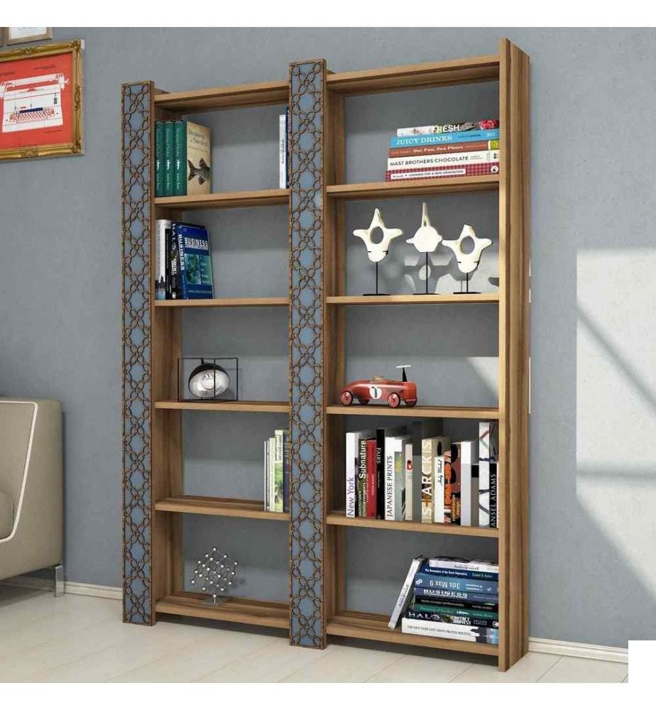 Bibliothèque, noyer calcédoine, panneau de particules mélaminé