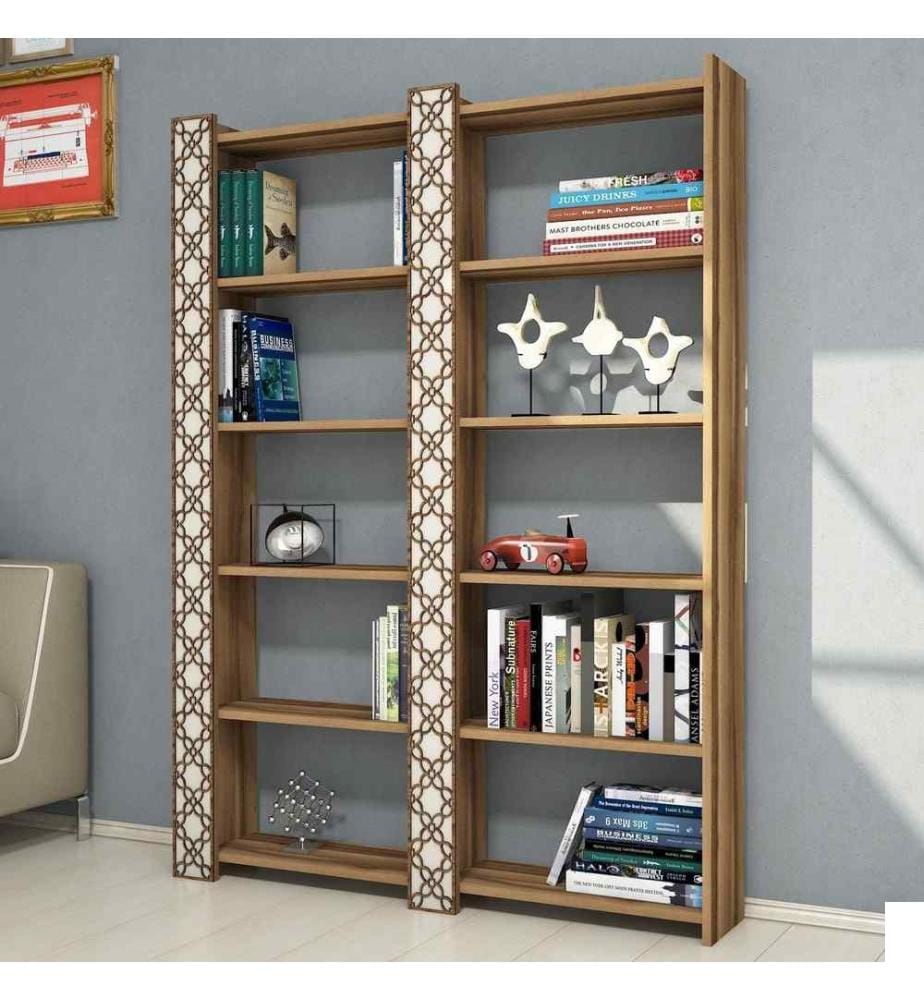 Bibliothèque, noyer crème, panneau de particules mélaminé
