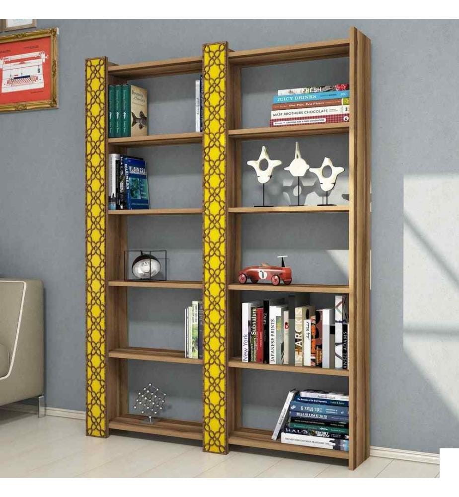 Bibliothèque, Noyer jaune, Panneau de particules mélaminé