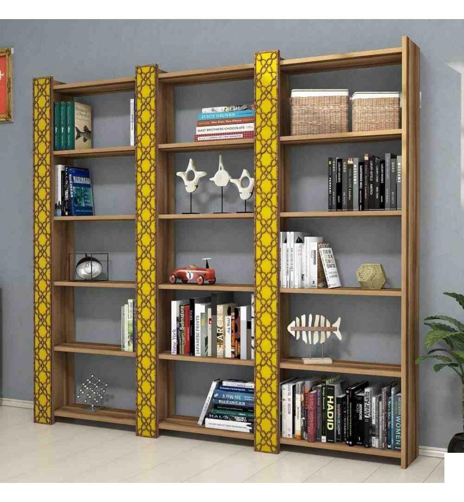 Bibliothèque, Noyer jaune, Panneau de particules mélaminé