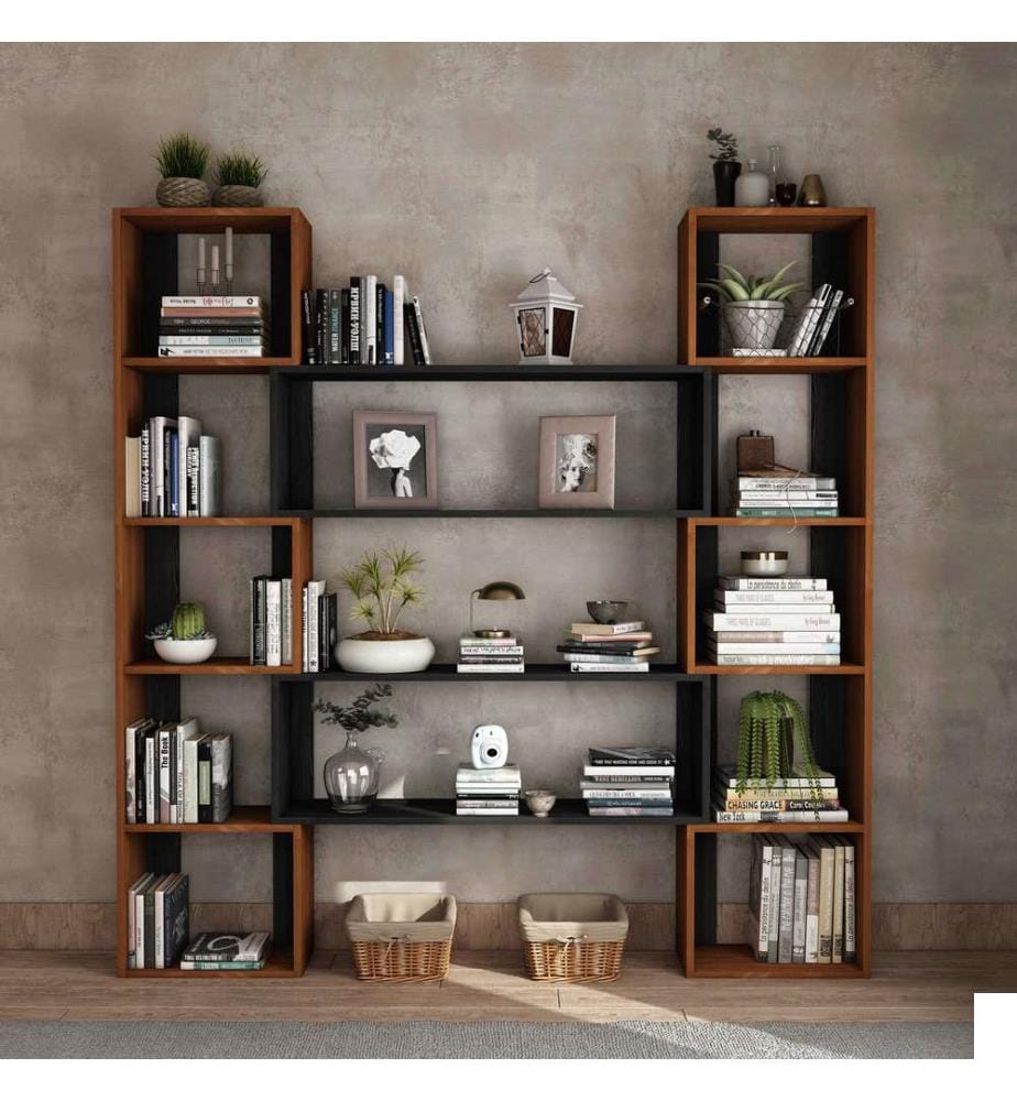 Bibliothèque, 100 % bois de pin, teck