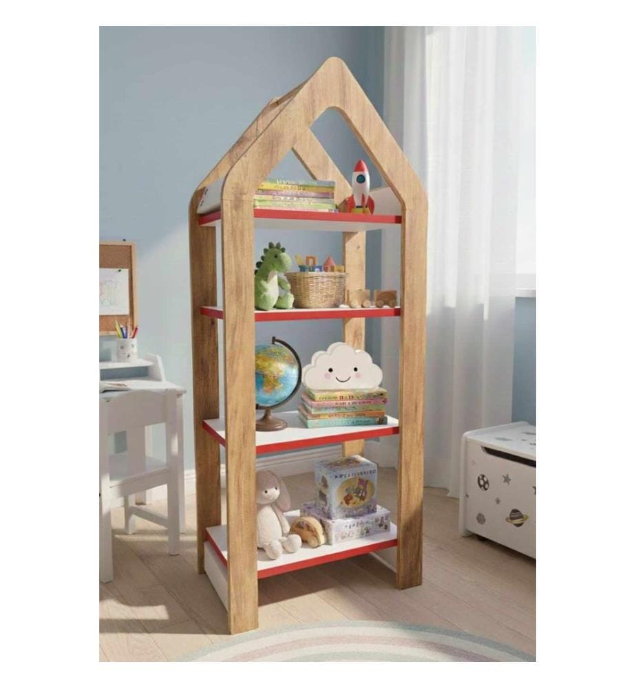 Étagère multifonctionnelle, panneau de particules 100 % mélaminé, rouge, noyer, blanc