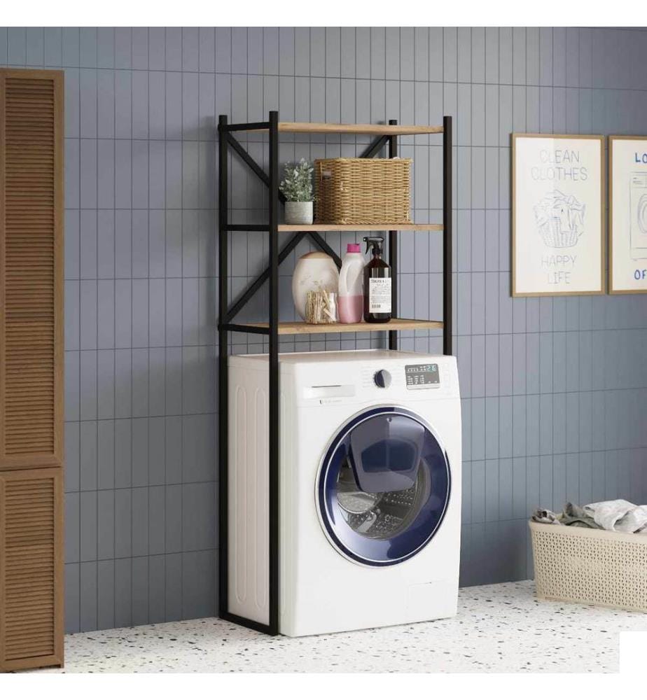 Étagère pour lave-linge, panneau de particules 100 % mélaminé, naturel