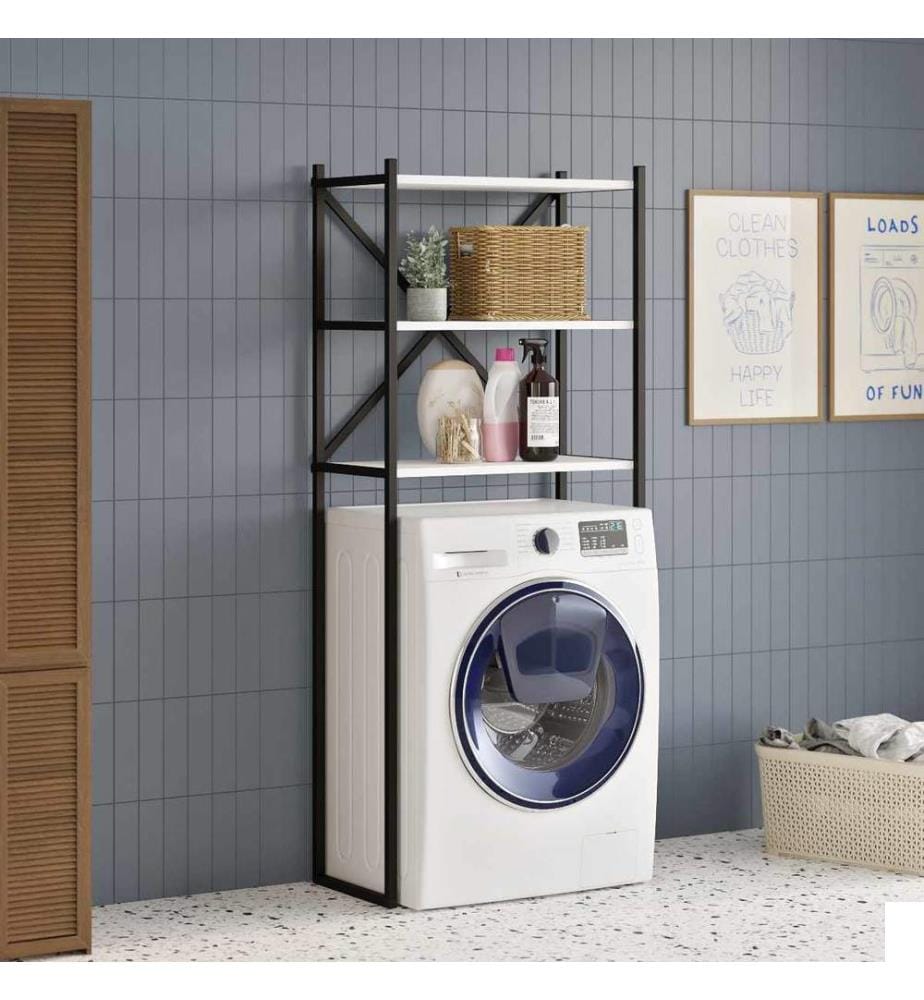 Étagère pour lave-linge, panneau de particules 100 % mélaminé, blanc