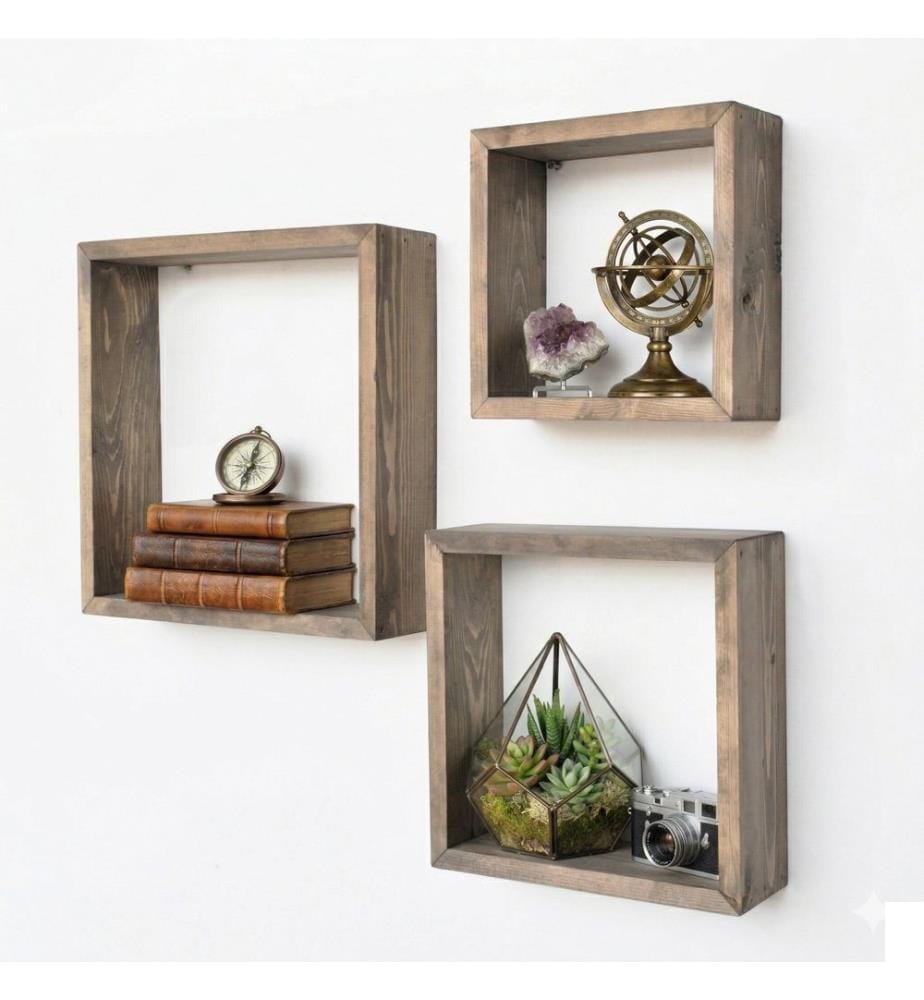 Étagère murale décorative en bois, 100 % bois massif, bois